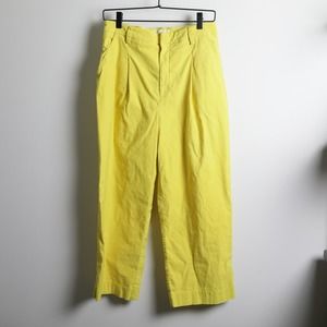 Anthropologie Bright Yellow Banana Fun Wide Leg Trousers High Waist Ankle Length